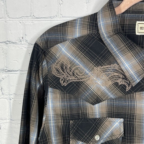 Bit & Bridle Blouse Women 1X Pearl Snaps Button Up Rodeo Western Cowgirl - Picture 3 of 16